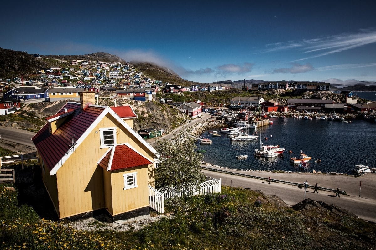 A view of Qaqortoq, the largest town in South Greenland