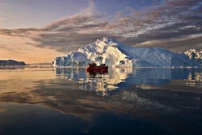 Sailing on Ilulissat Icefjord in Greenland