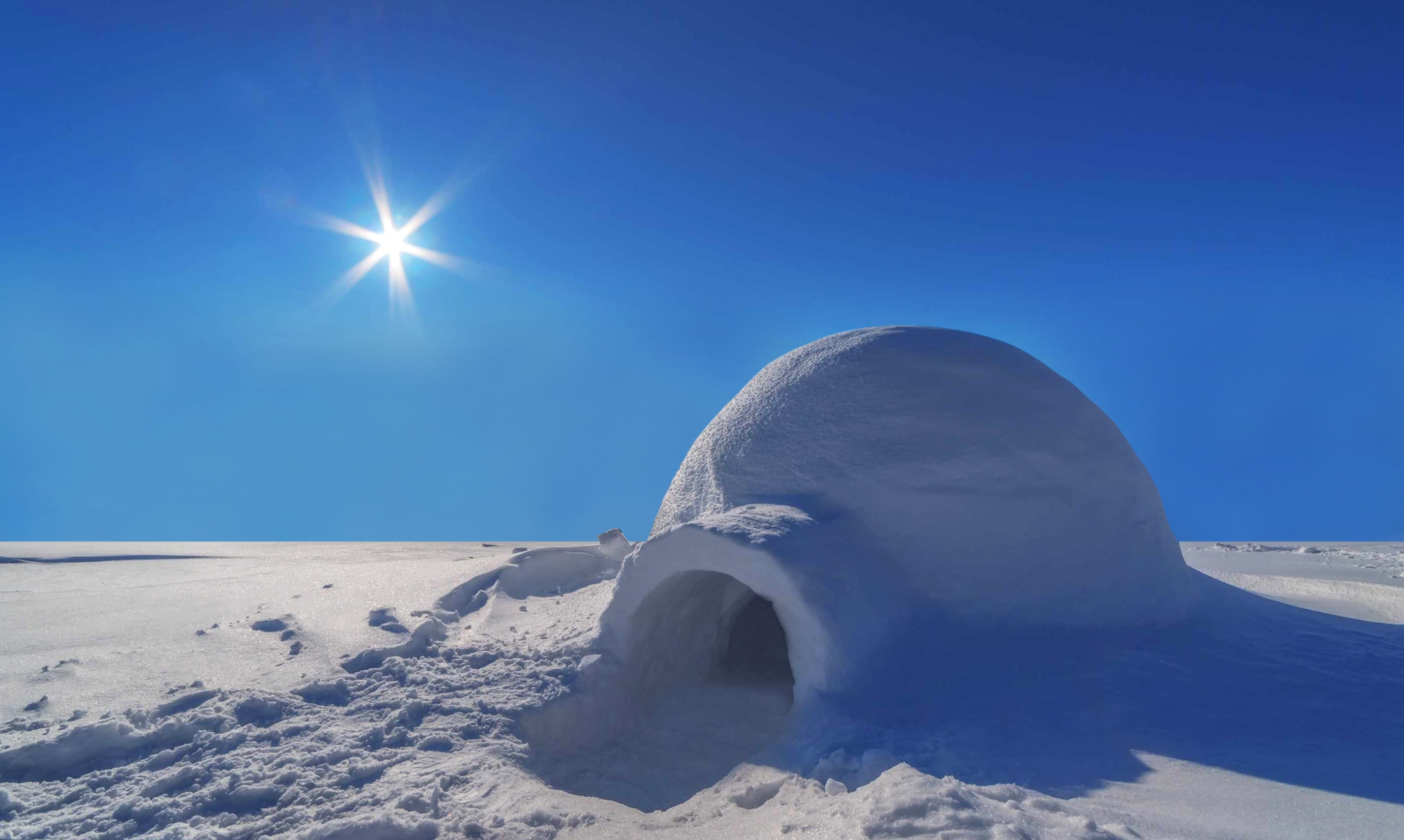 En Iglo på en solskins dag - Fotograf: Grønlands Rejsebureau